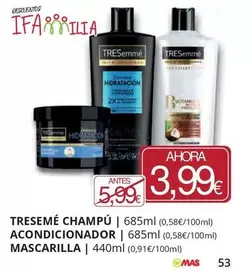 Oferta de TRESemmé - Champú Acondicionador por 3,99€ en Supermercados MAS