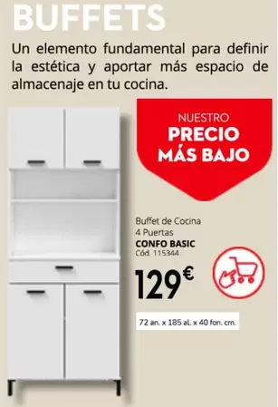Oferta de Buffet De Cocina 4 Puertas Confo Basic por 129€ en Conforama
