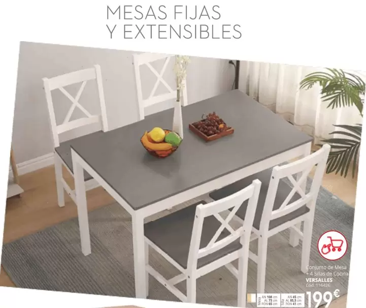 Oferta de Conjunto De Mesa + 4 Sillas De Cocina/ Versalles por 199€ en Conforama