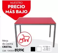 Oferta de Mesa De Cocina Cristal por 89,99€ en Conforama