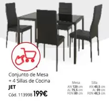 Oferta de Jet - Set Conjunto De Mesa + 4 Sillas De Cocina por 199€ en Conforama