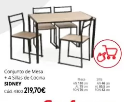 Oferta de Sidney - Conjunto De Mesa + 4 Sillas De Cocina por 219,7€ en Conforama