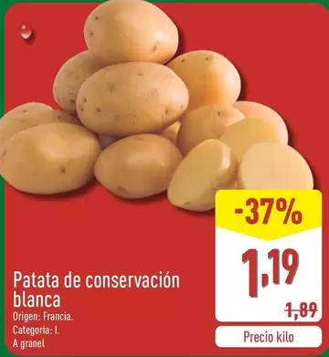 Oferta de Patata De Conservación Blanca por 1,19€ en ALDI