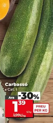 Oferta de Calabacín por 1,39€ en Dia