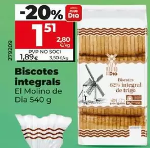 Oferta de El Molino De Dia - Biscotes Integrales   por 1,51€ en Dia