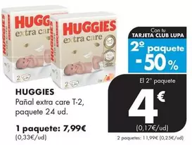 Oferta de Huggies - Pañal Extra Care T-2 por 7,99€ en Supermercados Lupa