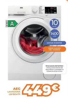 Oferta de AEG - Lavadora L6FB1147P  por 449€ en Pascual Martí