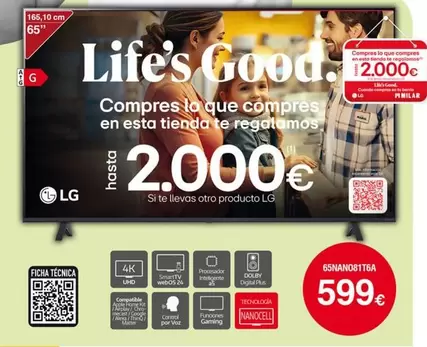 Oferta de LG - Compresaque Compres En Esta Tienda Te Regallumos por 599€ en Tien 21
