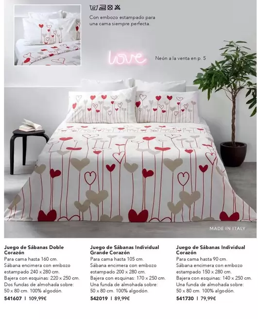 Oferta de Juego De Sábanas Doble Corazon por 109,99€ en AVON