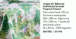 Oferta de Juego De Sábanas Individual Grande Tropical Classic por 89,99€ en AVON