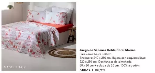 Oferta de Juego De Sábanas Doble Coral Marine por 5406€ en AVON