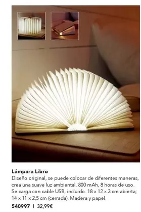 Oferta de Lámpara Libro por 32,99€ en AVON