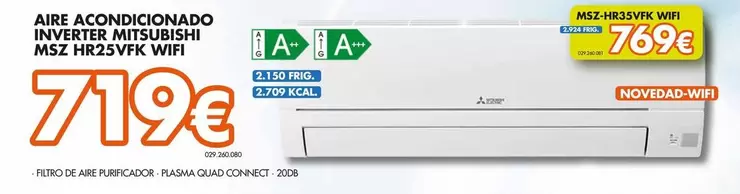 Oferta de Mitsubishi - Aire Acondicionado Inverter MSZ-HR35VFK WIFI por 719€ en Expert