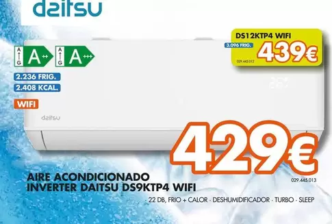 Oferta de Daitsu - Aire Acondicionado Inverter DS12KTP4 Wifi por 429€ en Expert