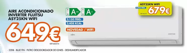 Oferta de Fujitsu - Aire Acondicionado Inverter Asy25kn Wifi por 649€ en Expert