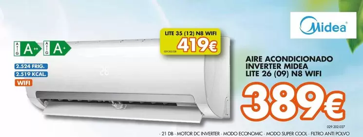 Oferta de Midea - Aire Acondicionado Inverter Lite 26 N8 Wifi por 389€ en Expert