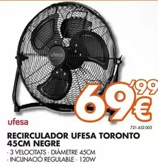 Oferta de Ufesa - Recirculador Toronto 45Cm Negre por 69,99€ en Expert