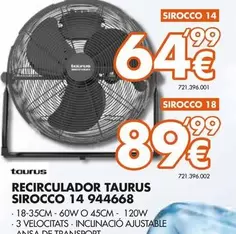 Oferta de Taurus - Recirculador Sirocco 14 944668 por 64,99€ en Expert