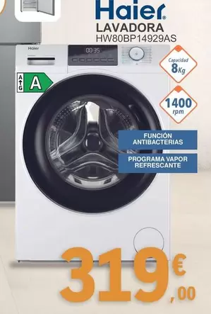 Oferta de Haier - Lavadora HW80BP14929AS por 319€ en E.Leclerc