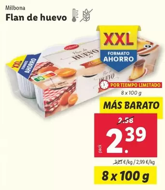 Oferta de Milbona - Flan De Huevo por 2,39€ en Lidl