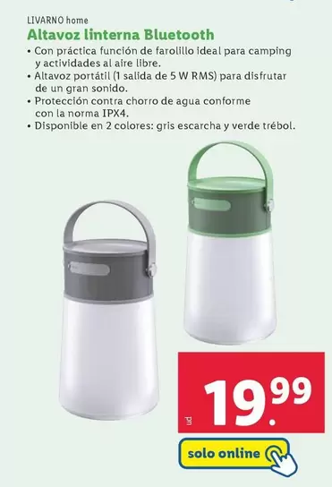 Oferta de Livarno Home - Altavoz Interna Bluetooth por 19,99€ en Lidl