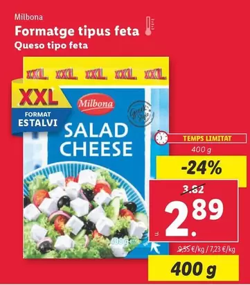 Oferta de Milbona - Queso Tipo Feta por 2,89€ en Lidl