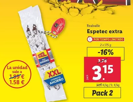 Oferta de Realvalle - Espetec Extra por 3,15€ en Lidl