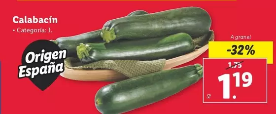 Oferta de Calabacin por 1,19€ en Lidl