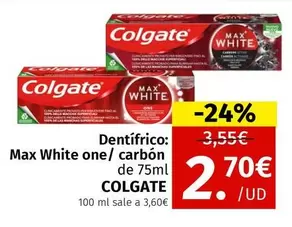 Oferta de Colgate - Dentifrico: Max White One/Carbón De 75ml por 2,7€ en Maskom Supermercados