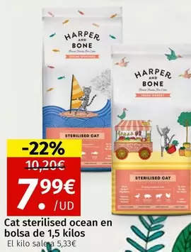Oferta de Harper And Bone - Cat Sterilised Ocean En Bolsa De 1,5 Kilos por 7,99€ en Maskom Supermercados