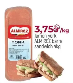 Oferta de Almirez - Jamon York Barra Sandwich por 3,75€ en Comerco Cash & Carry