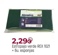 Oferta de Estropajo Verde Rex 1021 + 6u Esponjas por 2,29€ en Comerco Cash & Carry