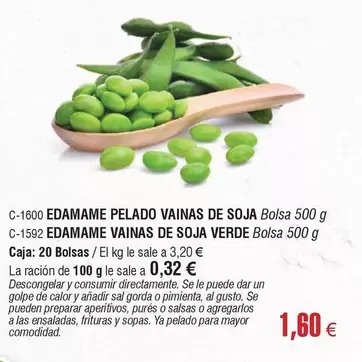 Oferta de Edamame Pelado Vainas De Soja por 1,6€ en Abordo
