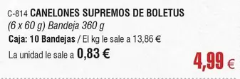 Oferta de Canelones Supremos De Boletus por 4,99€ en Abordo