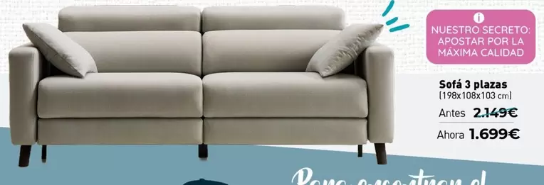 Oferta de Sofa 3 Plazas por 1699€ en Mubak