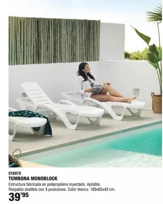 Oferta de Tumbona Monoblock por 39,95€ en YMÁS