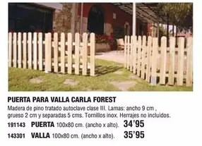 Oferta de Puerta Para Valla Carla Forest por 34,95€ en YMÁS