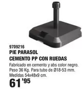 Oferta de Pie Parasol Cemento Pp Con Ruedas por 61,95€ en YMÁS