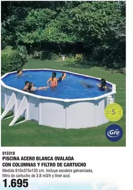 Oferta de Piscina Acero Blanca Ovalada Con Columnas Y Filtro De Cartucho por 1695€ en YMÁS