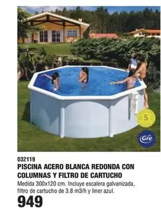 Oferta de Piscina Acero Blanca Redonda Con Columnas Y Filtro De Cartucho por 949€ en YMÁS