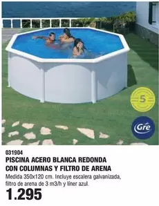 Oferta de Piscina Acero Blanca Redonda Con Columnas Y Filtro De Arena por 1295€ en YMÁS