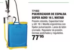 Oferta de Matabi - Pulverizador De Espalda Super Agro por 77,95€ en YMÁS