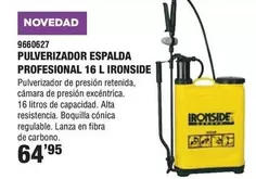 Oferta de Ironside - Pulverizador Espalda Profesional 16 L por 64,95€ en YMÁS