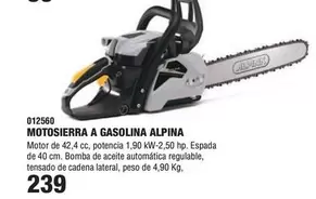 Oferta de Alpina - Motosierra A Gasolina por 239€ en YMÁS