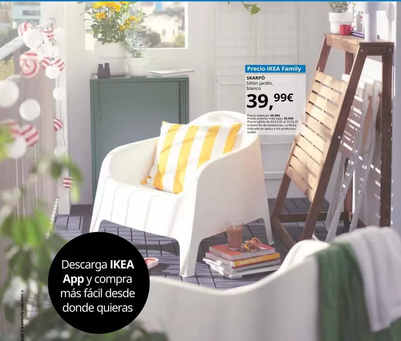 Oferta de Skarpö - Sillón Jardín, Blanco por 39,99€ en IKEA