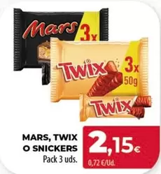 Oferta de Mars/ Twix O Snickers por 2,15€ en SPAR Lanzarote