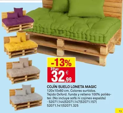 Oferta de Cojin Suelo Loneta Magic por 32,99€ en Bricoking