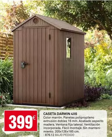 Oferta de Caseta Darwin 4x6 por 399€ en Bricoking