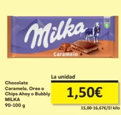 Oferta de Milka - Chocolate Caramelo, Oreo O Chips Ahoy O Bubbly por 1,5€ en Economy Cash