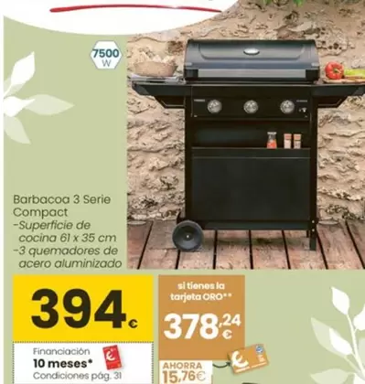Oferta de Campingaz - Barbacoa 3 Serie Compact  por 394€ en Eroski